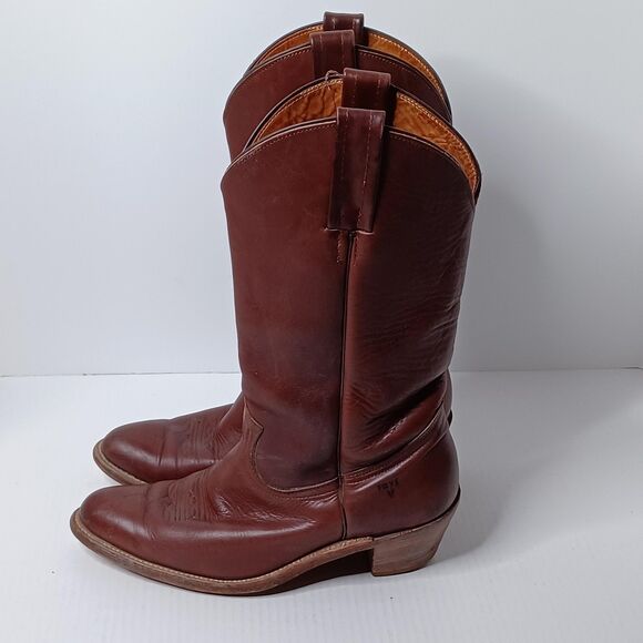 Frye Boots Mens 9.5 Leather Cowboy Western Round Toe Made in USA Ranch Rodeo - Picture 4 of 11